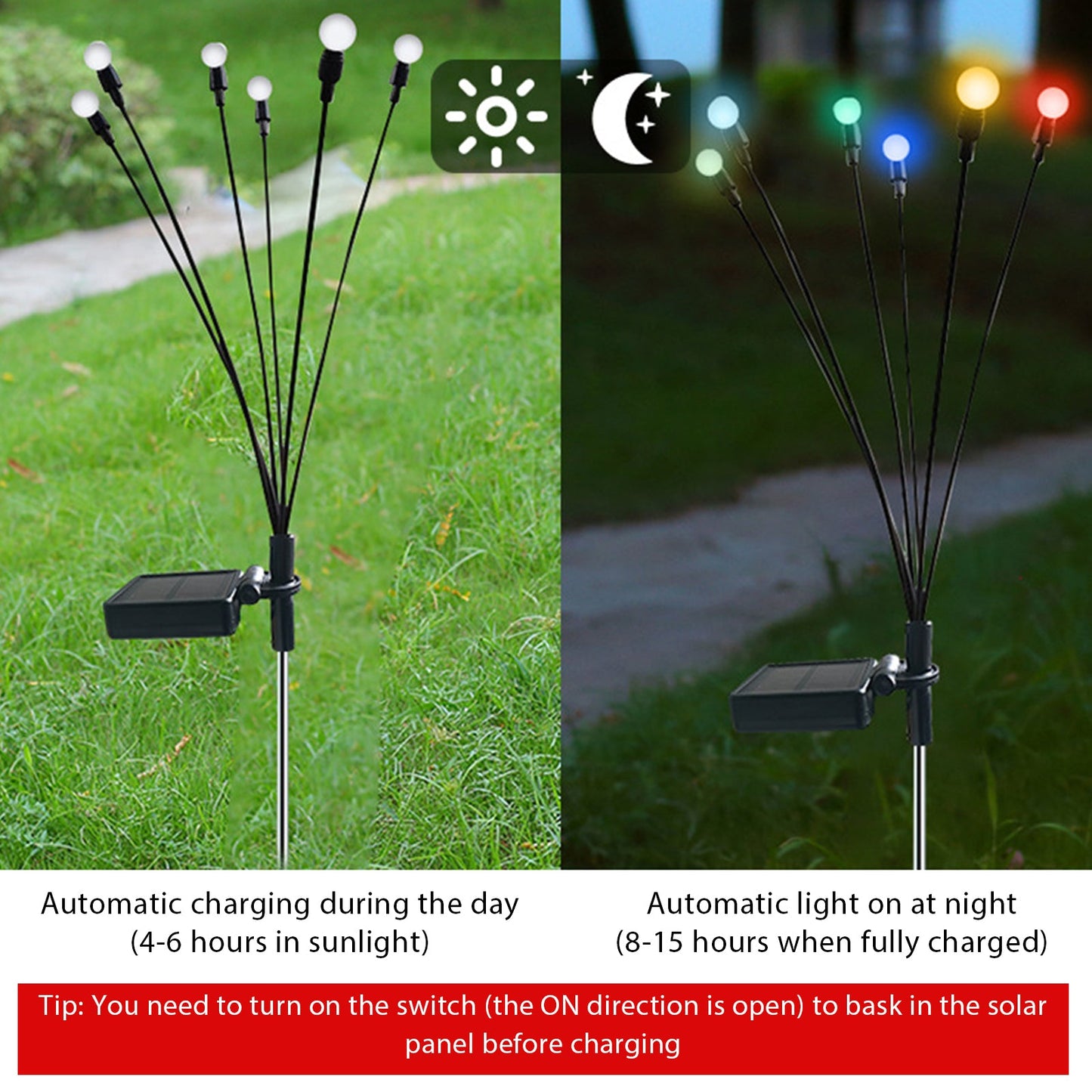 2Pcs Solar Swaying Light Waterproof 7 Colors Variable Decorative Lamp