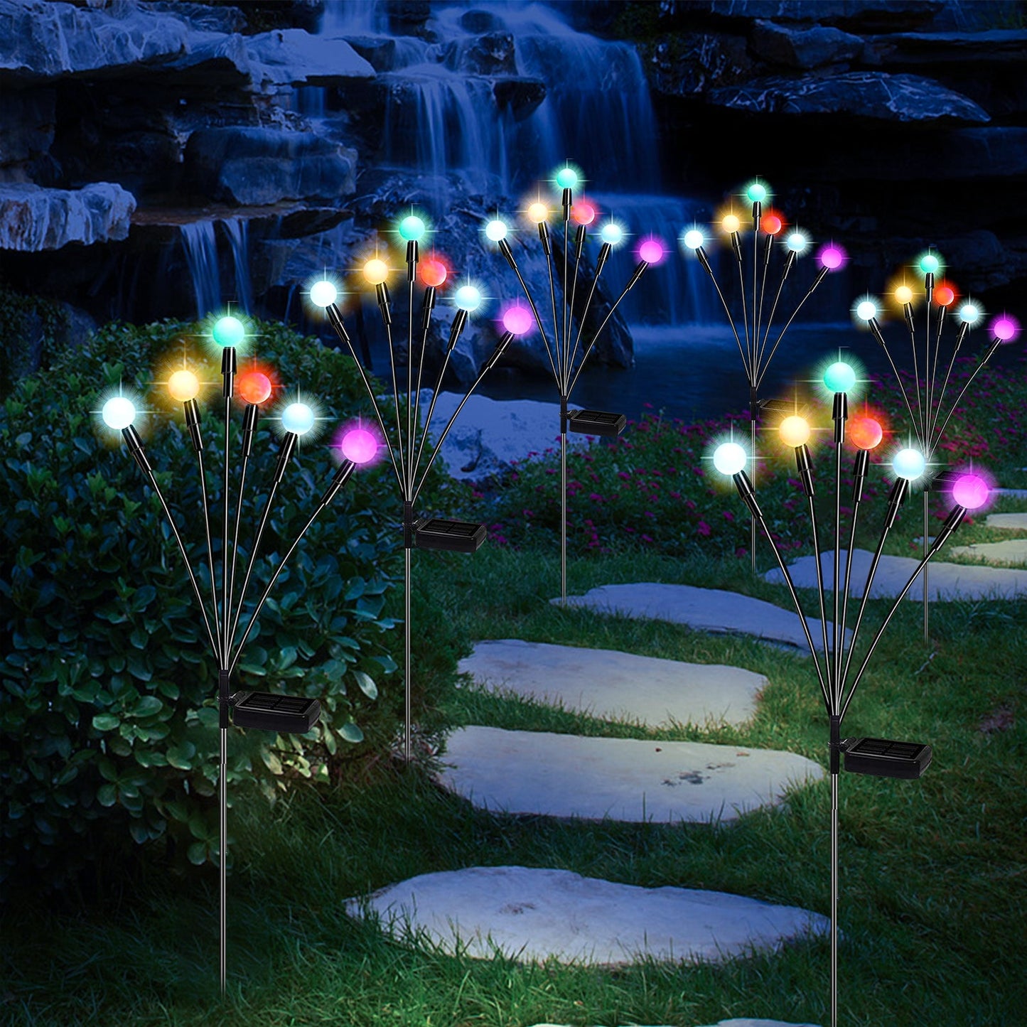 2Pcs Solar Swaying Light Waterproof 7 Colors Variable Decorative Lamp