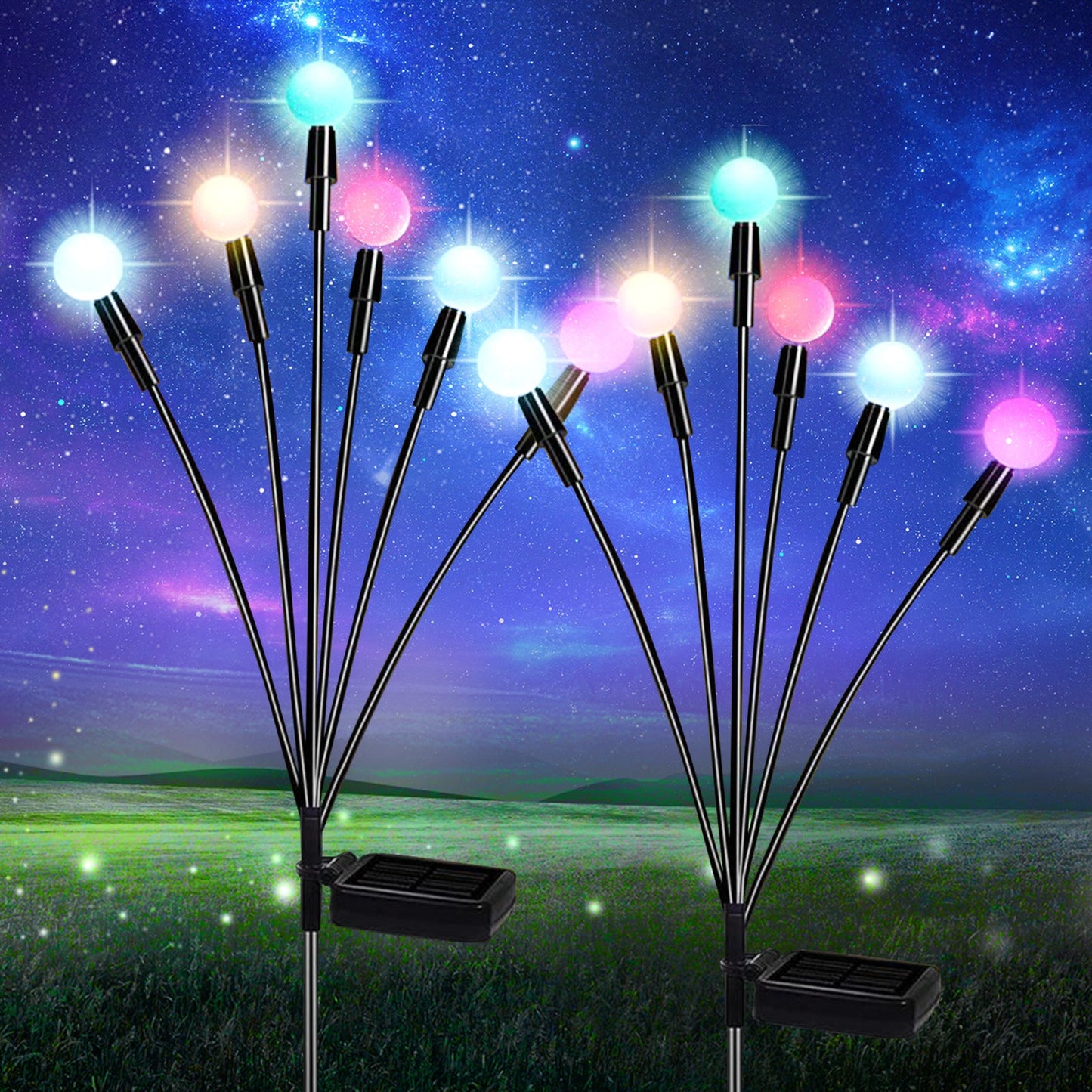 2Pcs Solar Swaying Light Waterproof 7 Colors Variable Decorative Lamp