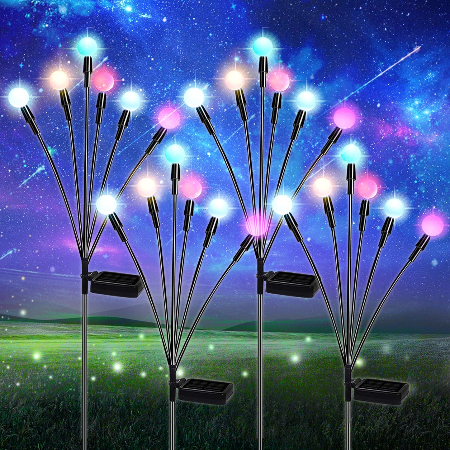 2Pcs Solar Swaying Light Waterproof 7 Colors Variable Decorative Lamp