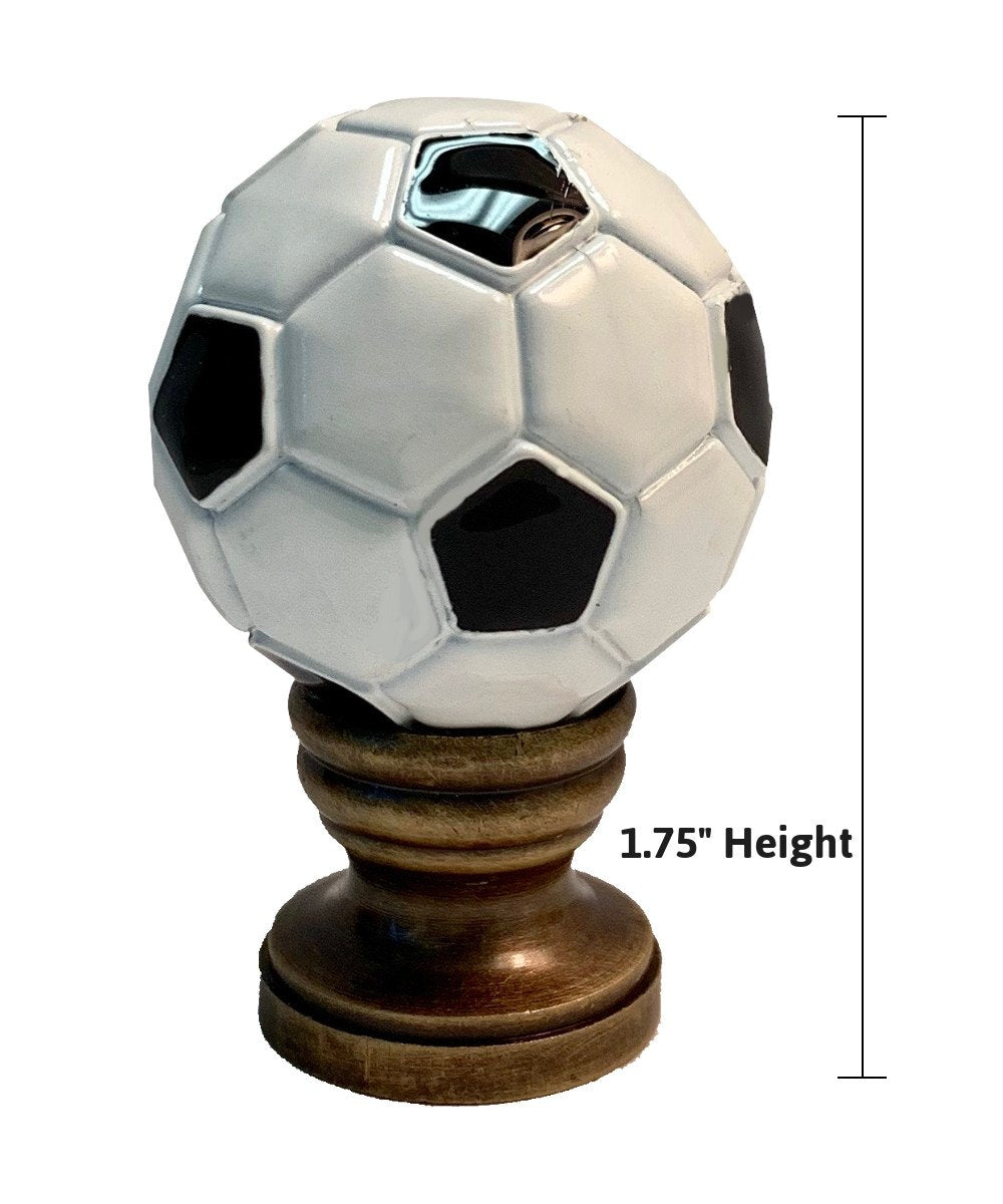 Alloy Soccer Ball Lamp Finial Antiqued Brass Base 1.75"h