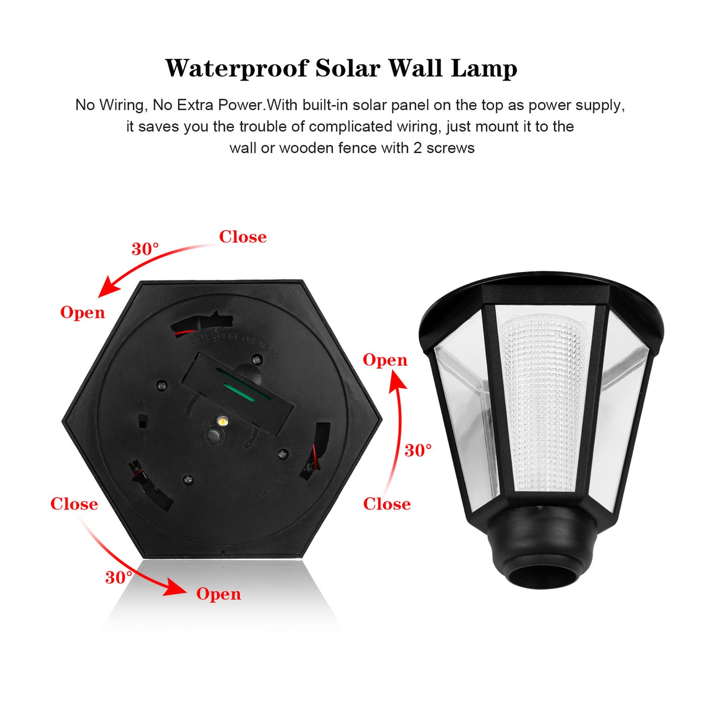 Waterproof Solar Wall Lamp Hexagonal Warm White